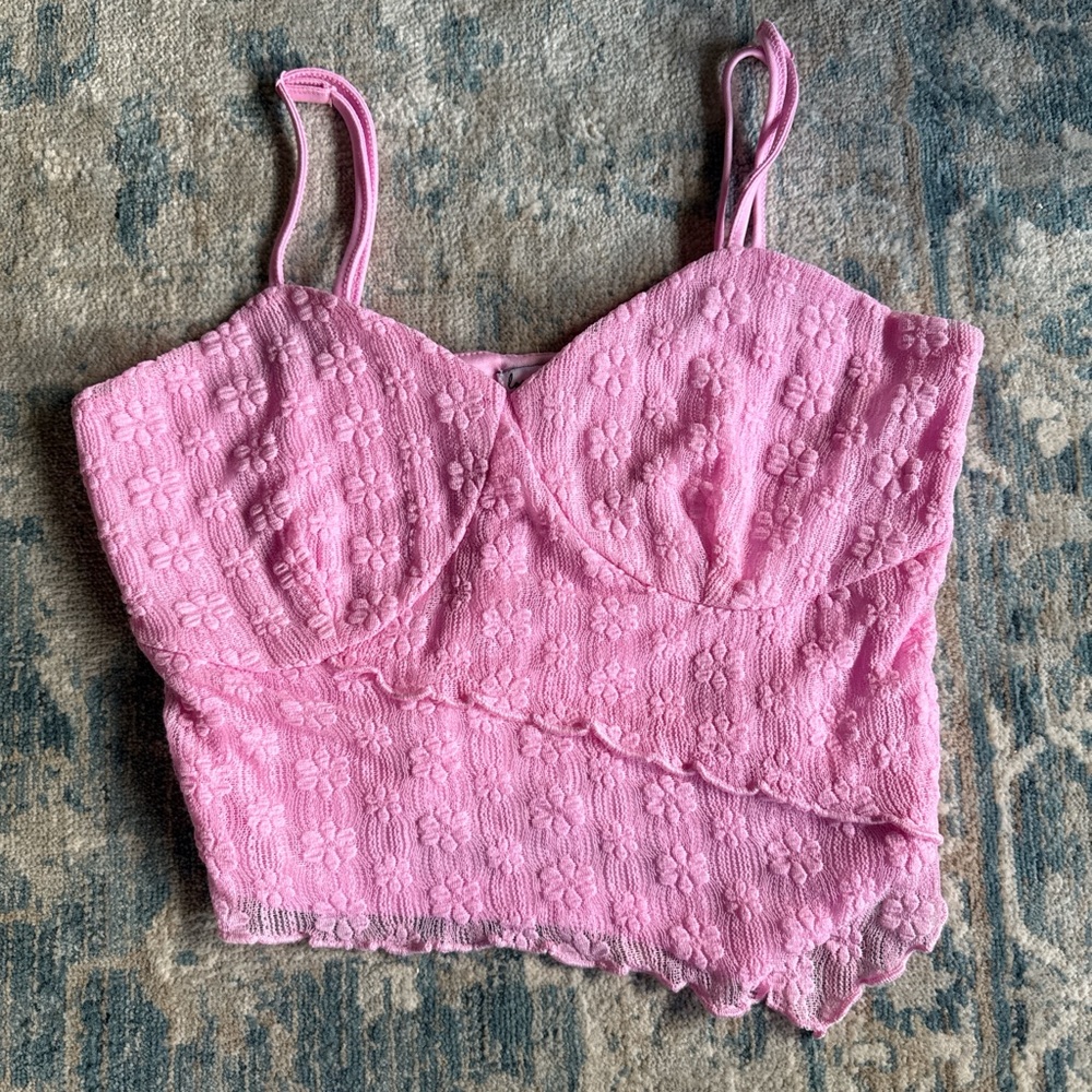 Love, Fire Pink Floral Lace Top